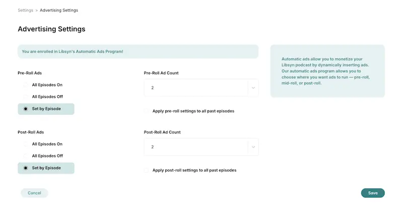 automatic ads_ libsynUI2 - Official Libsyn Blog libsyn interface