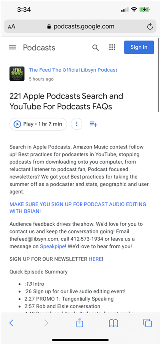 Screenshot of how episode descriptions or show notes look when a listener clicks “see more.” The entire text is visible.