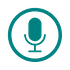 Icon of a teal mic against a white circle outlines in teal.